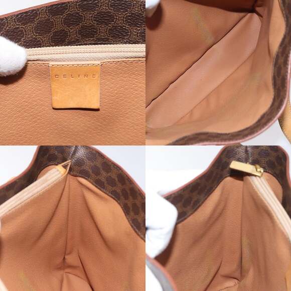 CELINE Macadam Canvas Tote Bag Pvc Leather Brown Gold - Picture 11 of 12